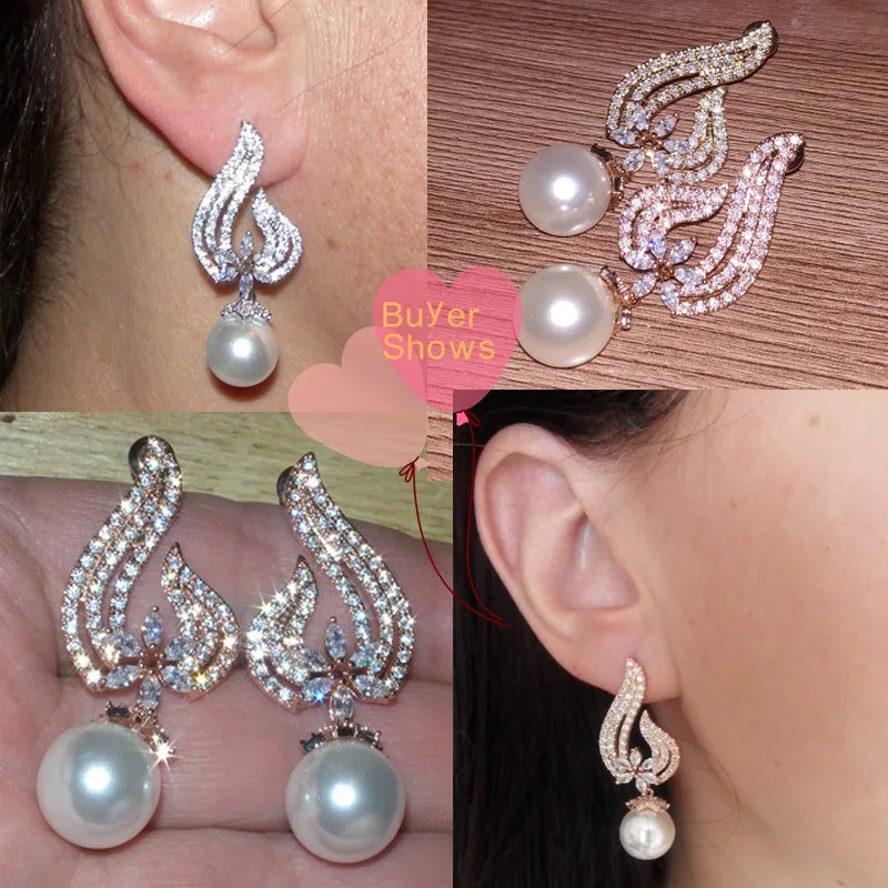 Женские свадебные серьги капли RAKOL Винтажные с искусственным жемчугом и