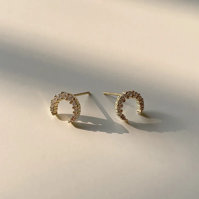 

925 Sterling Silver Simple Moon Earrings Korean Fashion 18k Gold Designer Irregular Minimalist For Women Accessories Jewellery