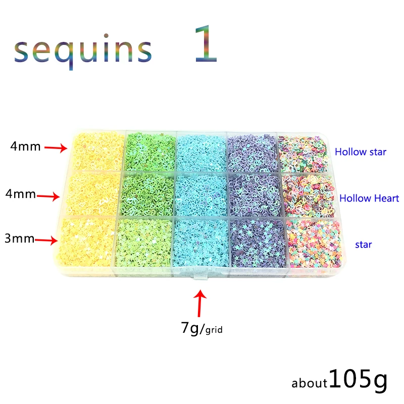 Пайетки россыпью в форме сердца/звезды плоские ПВХ для творчества нейл-арта