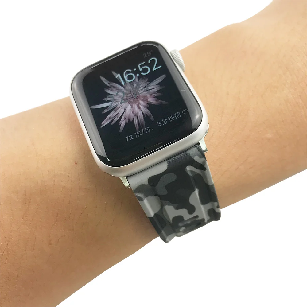Ремешок Камуфляжный мягкий для Apple Watch Band Series 9 8 7 6 SE 5 4 силиконовый браслет Ultra 2 49