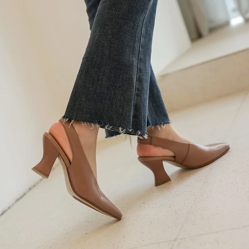 

TOTOMELA 2020 New Brand Women Genuine Leather Shoes Woman Strange High Heels Ladies Party Dress Shoes Summer Women Pumps