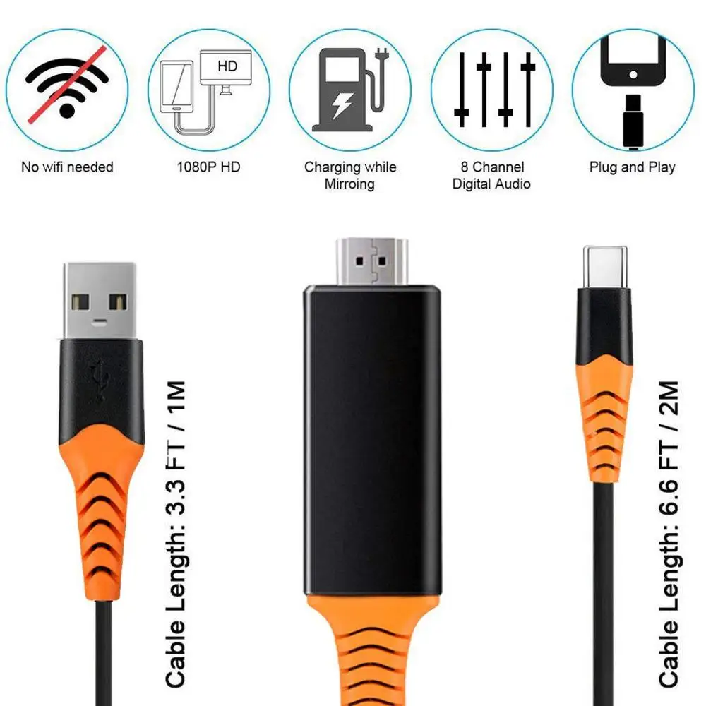 Кабель-адаптер USB C на HDMI совместимый с 4K60Hz Thunderbolt 3 1 Для Huawei Mate 20 MacBook pro 2018 Galaxy S9