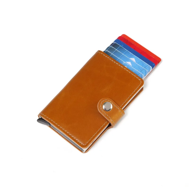 Анти Rfid кошелек кредитный id держатель для карт для мужчин и женщин бизнес визитница наличные Карты Карманный Чехол держатель кредитной карты - Цвет: Коричневый