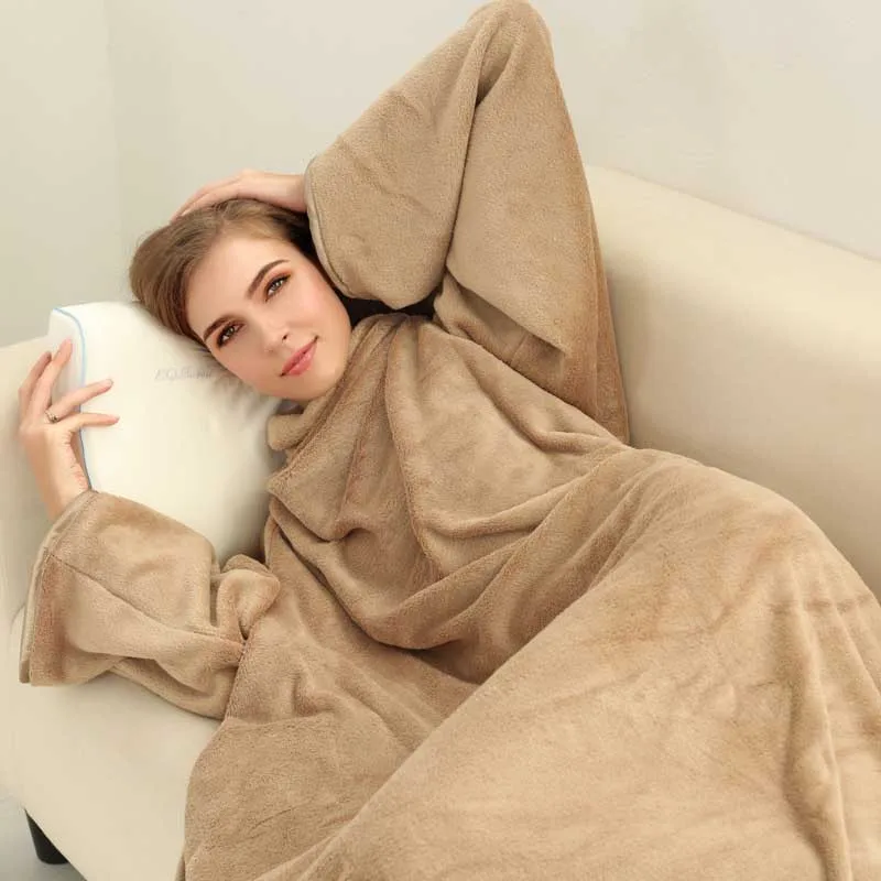 Плюшевое одеяло из микрофибры кораллового флиса шерпа с рукавами супермягкое