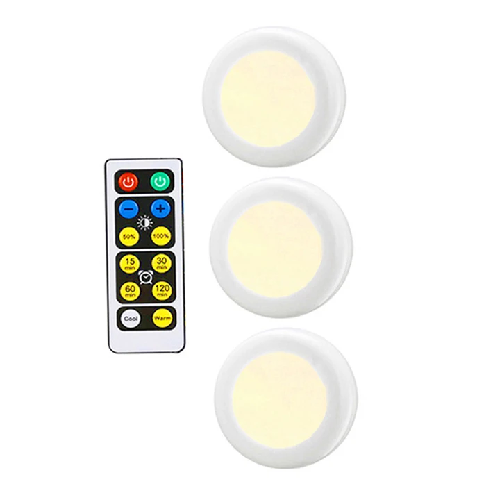 1Lamp 3 Controller Затемняемый теплый белый+ белый двойной цвет сенсорный датчик светодиодный светильник шайба Беспроводная светодиодная подсветка под шкаф кухонный счетчик шкаф светильник - Цвет: 1Lamp 3 Controller