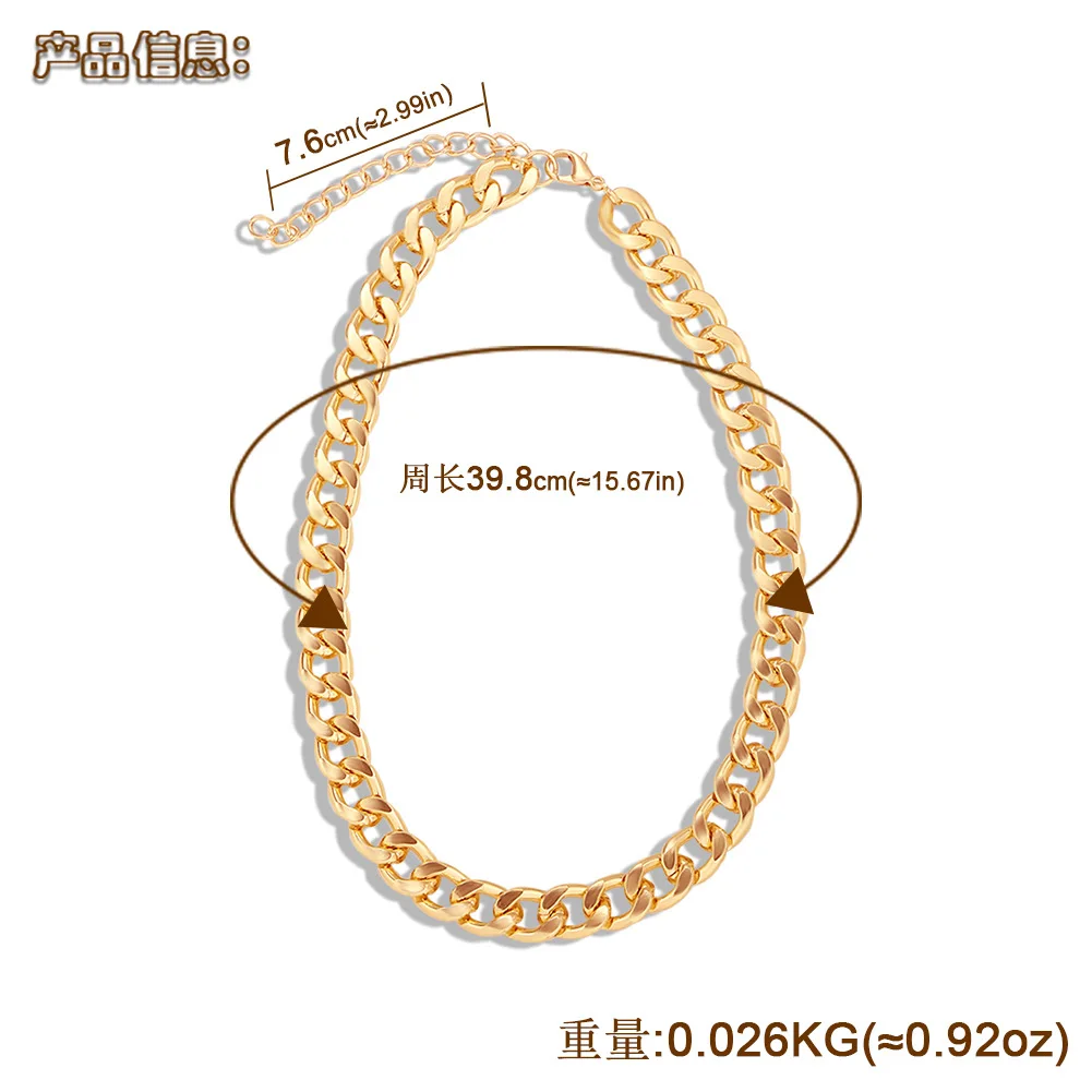 

Punk Gold Color Thick Chain Clavicle Chains Necklaces for Women Cross Necklace Metal Couple Hip Hop Necklace