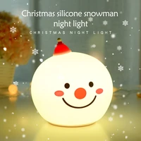 christmas silicone snowman night light lamp 7 color gift portable rechargeable soft silicone table lamp for bedroom for children