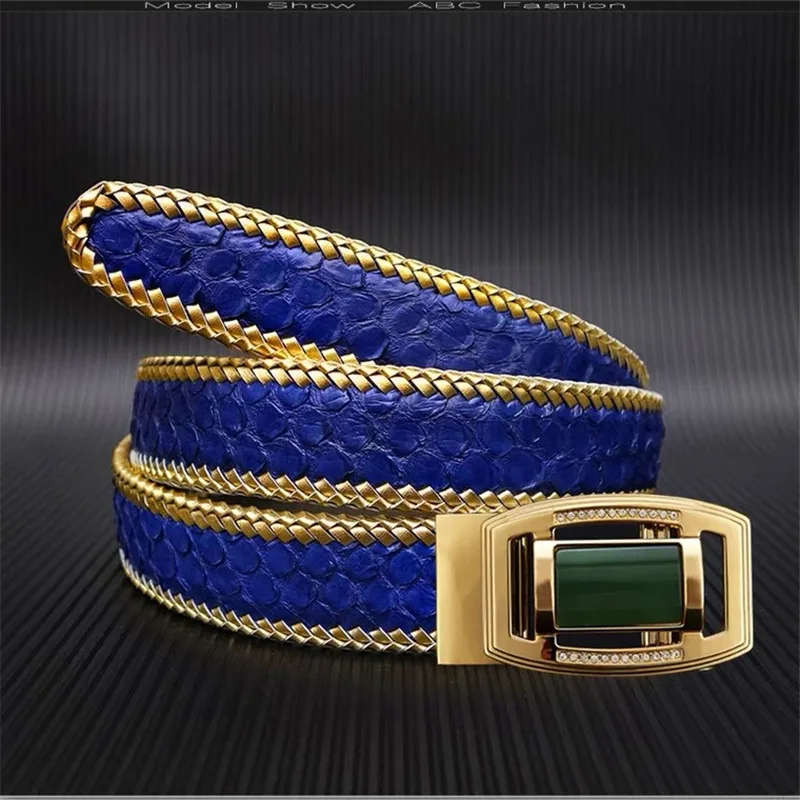 Подлинный реальный размер под змеиную кожу модные стразы пряжка Для мужчин