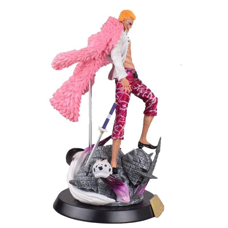 Kaufen One Piece Action Figure GK Donquixote Doflamingo 37cm Puppe Modell Statue Sammlung Spielzeug Anime Exquisite Qualität Desktop Figma