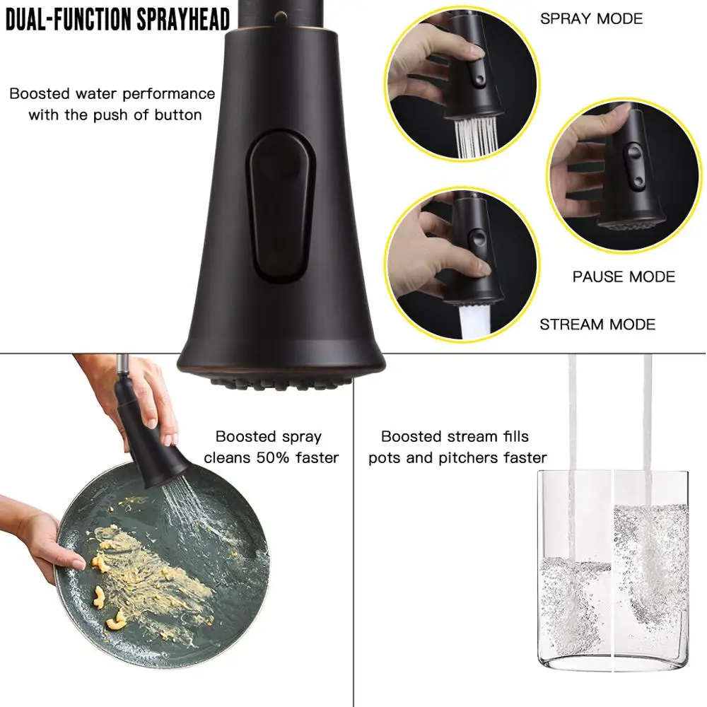 Сенсор черный кухонный кран вытяжной боковой опрыскиватель Двойная модель