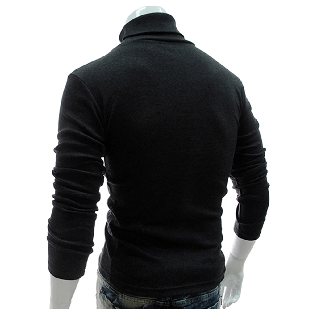 Новинка 2019 осенне зимний свитер для мужчин водолазка однотонный цвет