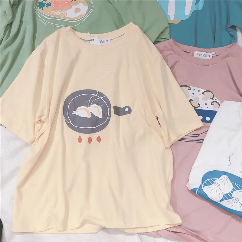 Японские летние новые женские милые футболки с мультяшным принтом Bestie Mori Girl