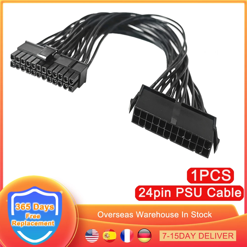 

18AWG ATX 24Pin Mining Power Supply Cable Motherboard PSU Extension Cable Adaptor For BTC ETH Bitcoin Ethereum Miner Rig 32cm