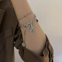 titanium steel silver retro double layer women bracelets on hand chain bangles jewelry girls aesthetic fashion female %d0%b1%d1%80%d0%b0%d1%81%d0%bb%d0%b5%d1%82