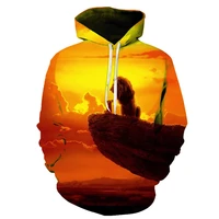 2021 spring and autumn new mens and womens hoodies 3d printing lion king childrens casual anime pullover sweatshirt coat