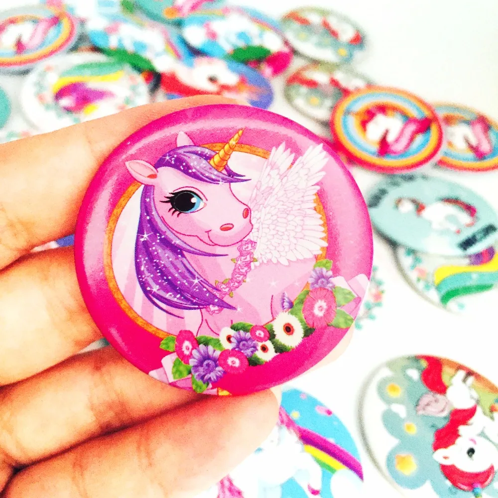 10 шт./компл. Единорог вечерние украшения значок круглая брошь булавки для Детские