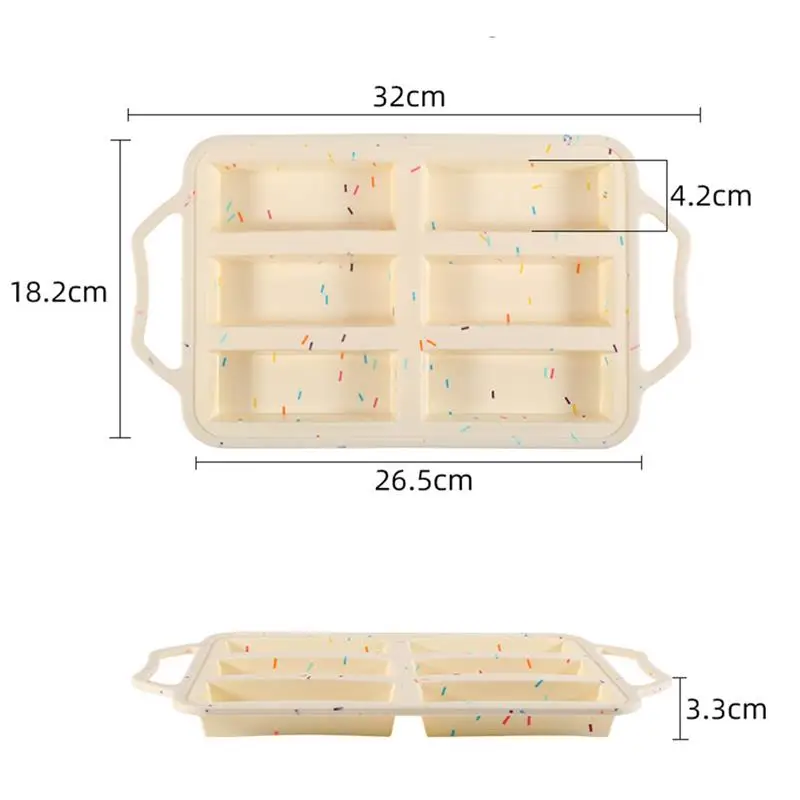

Kapmore 1pc Food Grade Silicone Cake Pan 6 Cavity Cake Pan Rectangle Cake Mold With Handle DIY Baking Tools Accessories