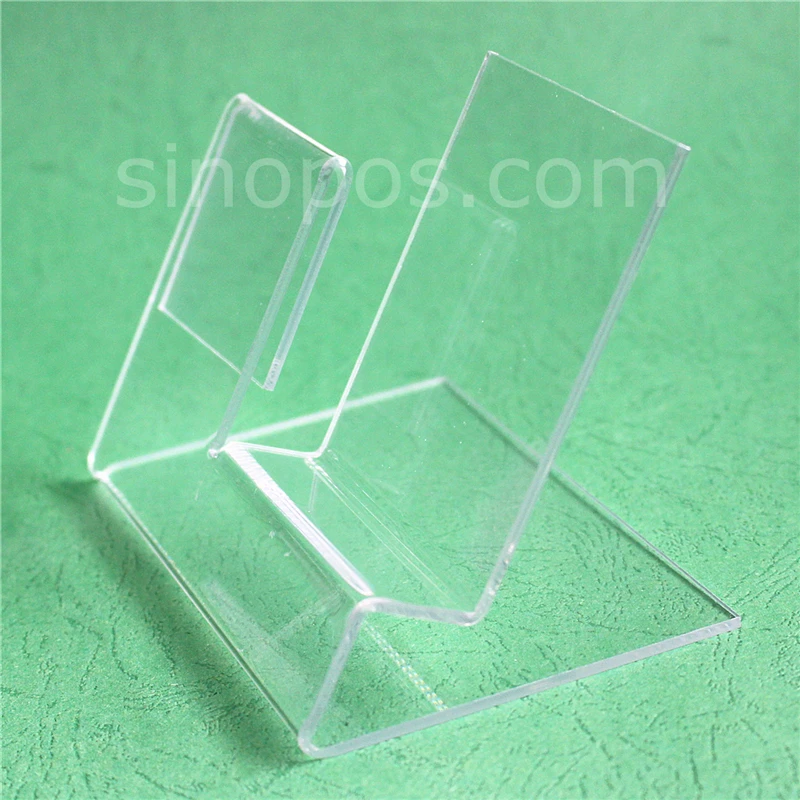 Акриловая подставка для сотового телефона с держателем бирки прозрачная полка