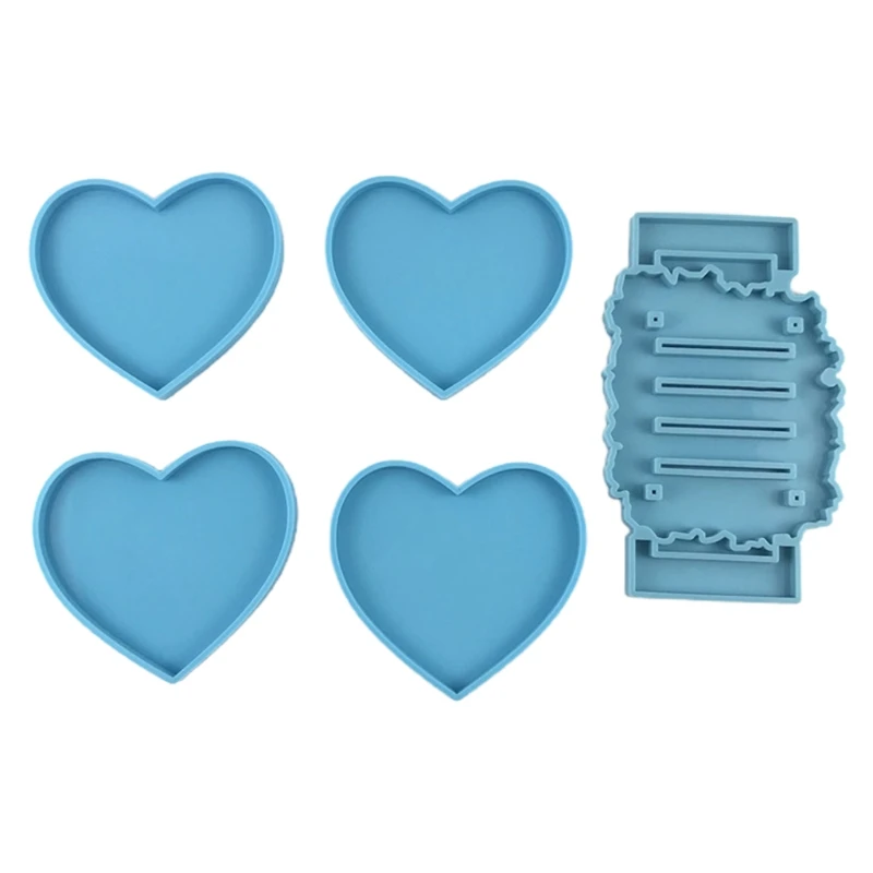 

TShopm Coaster Moulds for Resin Casting, 5 Pcs/set Love Heart Coaster Epoxy Resin Mould Cup Mat Silicone Mould Resin Casting Mou