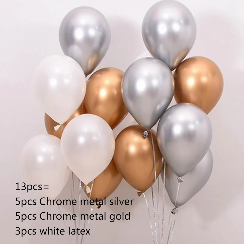 13pcs suit 7 18 шт. белые и золотые конфетти для воздушного шара шары 13 шт. металлические золотые розовые шары для декорации на свадьбу, вечеринку, день рождения - Цвет: 13pcs suit 7