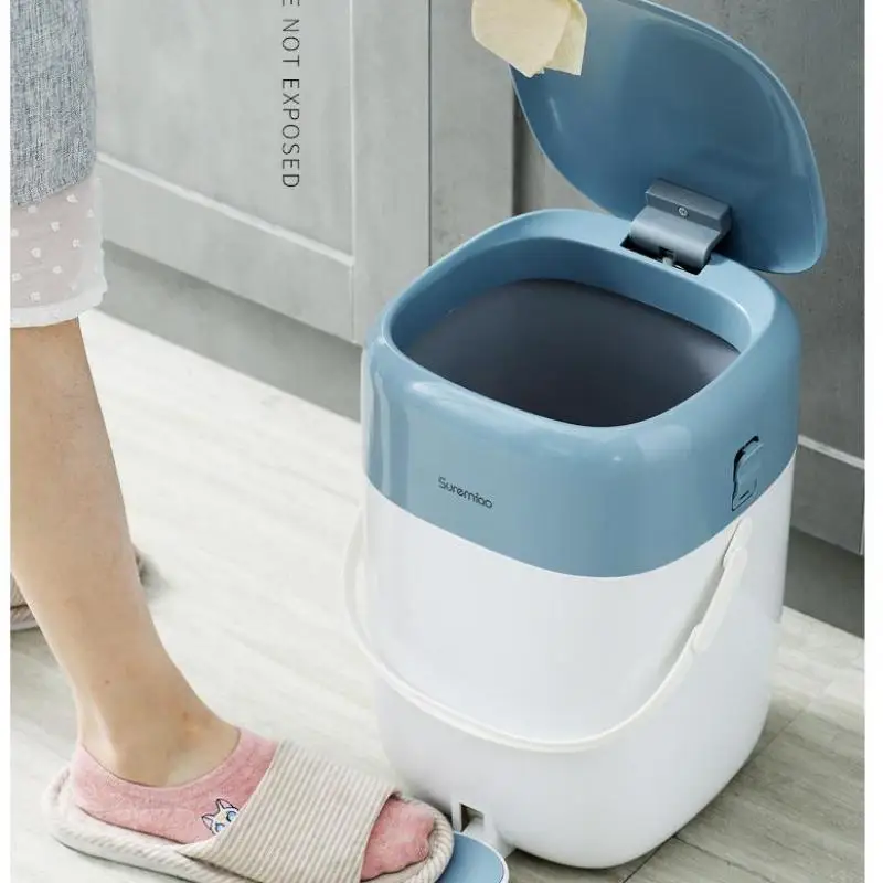 

8L Silent Nordic Step Trash Can with Handles Lid Cover Foot Pedal Kids Living Room Kitchen Bathroom Waste Garbage Storage Bin