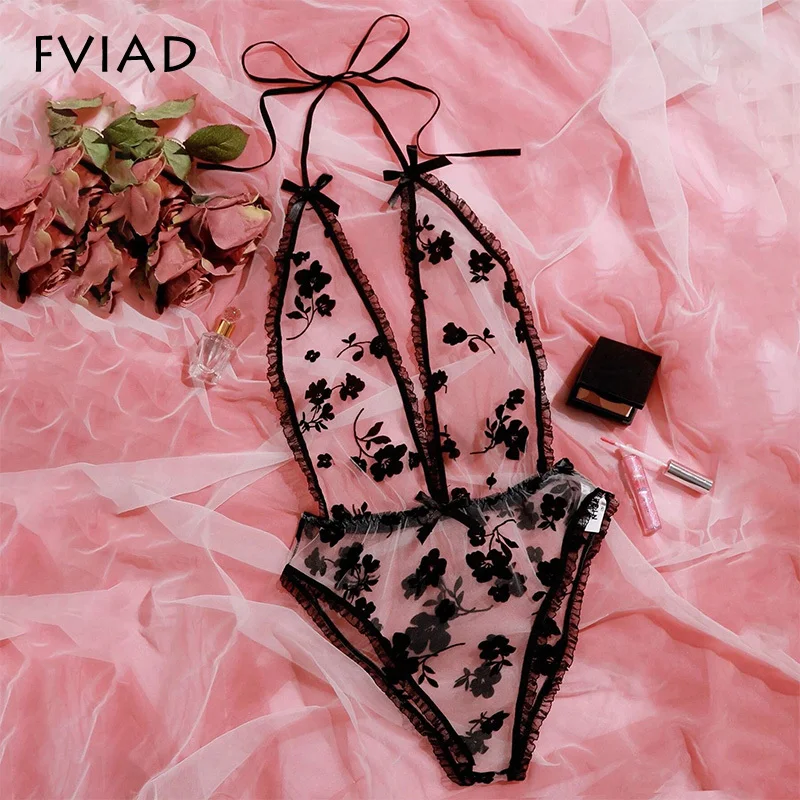 

Черное эротическое сексуальное нижнее белье, женское нижнее белье, боди с глубоким V-образным вырезом и открытой спиной, прозрачное кружево,...