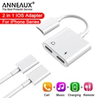 Аудио адаптер с двойным освещением для IPhone 13, 11, 12 MAX, mini X, XSXR, X, 8 Plus, разъем 3,5 мм, зарядка для наушников, Aux, 2 в 1, сплиттер, Ios