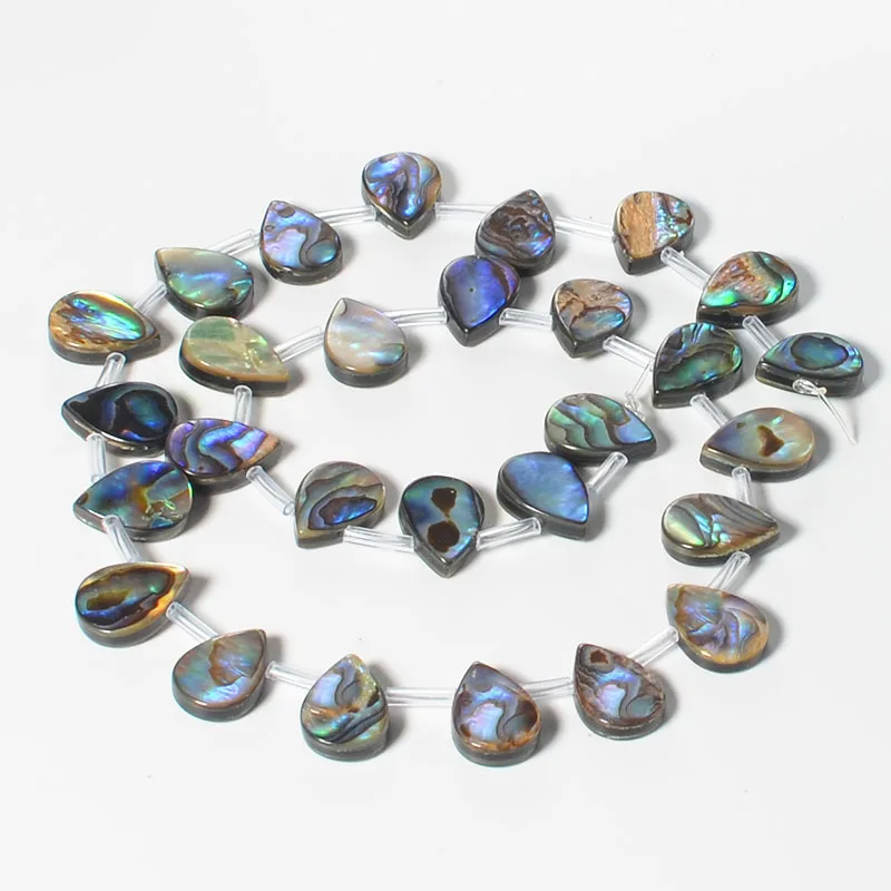 

2 Strands Strand Natural Paua Abalone Shell Flat Teardrop Jewelry Making Loose Beads Strand15"