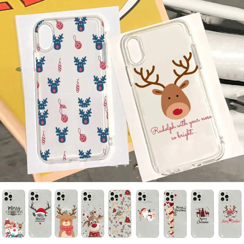 

Christmas Cartoon Deer Phone Case for iPhone 11 12 13 mini pro XS MAX 8 7 6 6S Plus X 5S SE 2020 XR case