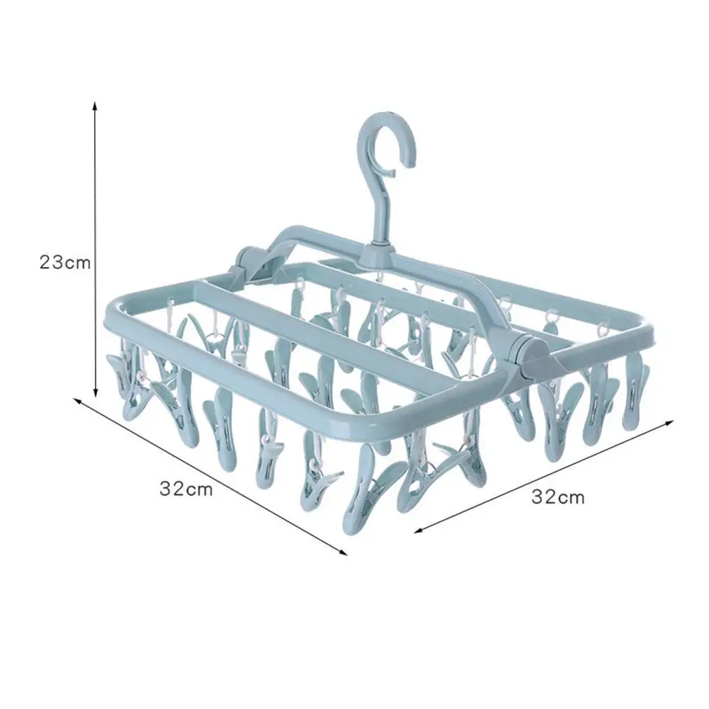 

Multi Clip Hanger Plastic Foldable Household Windproof Socks For Clothes Multi-port Towel Clip Hangers Support Underwear R3J8