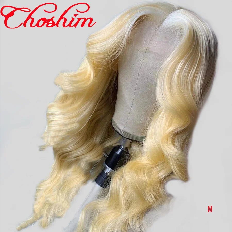 Malaysia Body Wave Wig Blonde 613 13x4 Transparent Lace Front Human Hair Glueless Pre Plucked Choshim Remy 150 Density | Шиньоны и