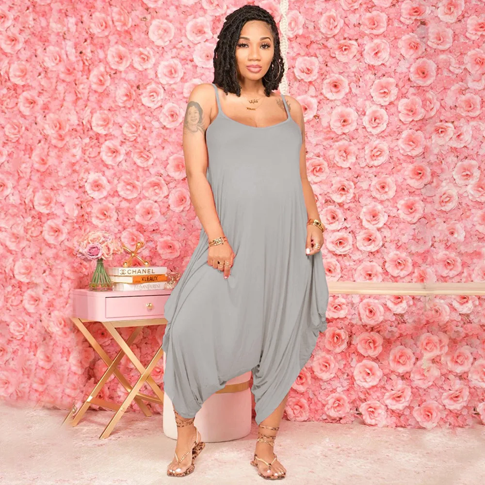 

Женский слитный клубный комбинезон на бретельках-спагетти, повседневный мешковатый комбинезон без рукавов с драпировкой, уличная одежда с...