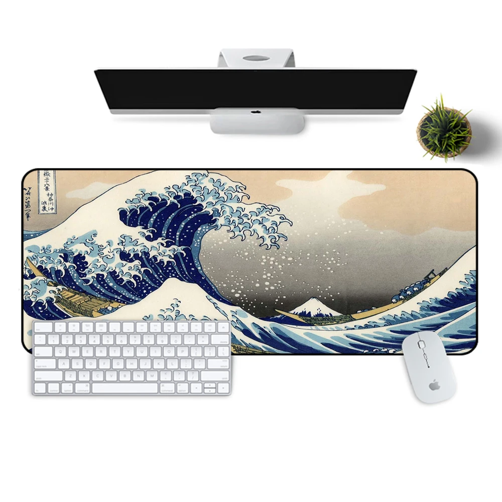 

GuJiaDuo Japanese Famous Big Wave Mouse Pad 90x40cm Anime XXL Gaming Mouse Gamer Laptop Keyboard Mousepad for Playing Games CSGO