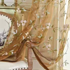 Вышитые кофейные фотообои для спальни пасторальная Прозрачная Вуаль занавески для гостиной кухни Оконные Занавески