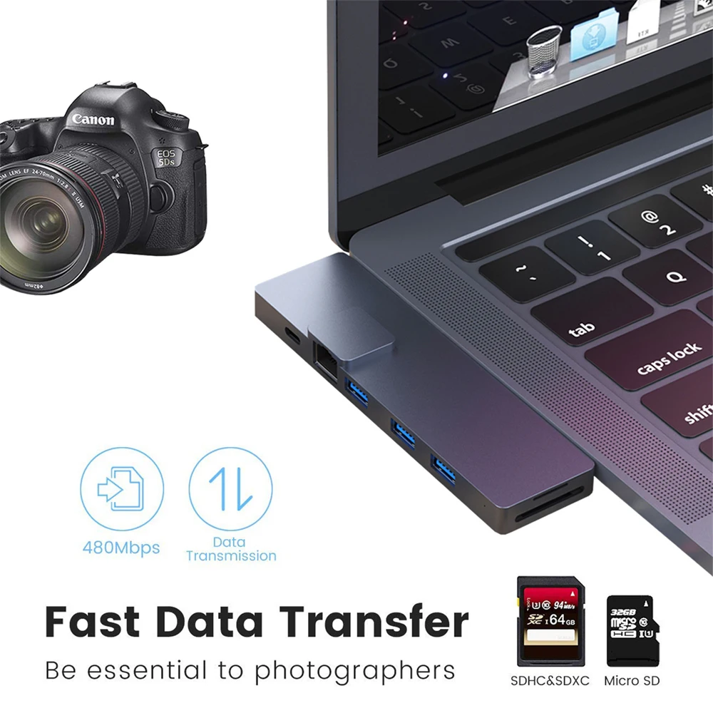 Док станция с адаптером для концентратора USB Type C MacBook Pro Air 2019 2018 2017 2016 13 &quot15&quot 16 &quot