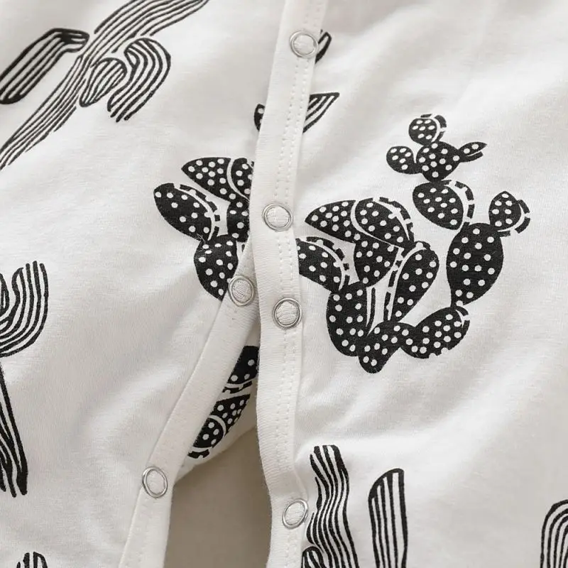 

Spring Autumn Infant Baby Boys Girls Long Sleeve Cotton Romper Casual Cactus Printing Comfortable Rompers +Hat Two-piece Outfit