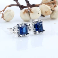 original s925 sterling silver pan earring new charming blue simple fashion earrings for women wedding gift fashion jewelry
