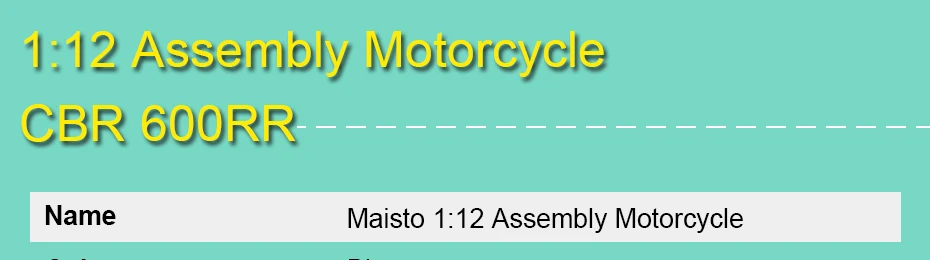 Maisto 1:12 Сплав мотоцикл игрушка внедорожник CBR 600RR сборочная линия модель наборы строительные игрушки для детей взрослых подарок