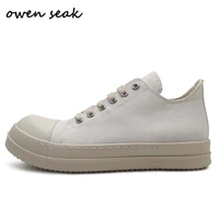 owen seak men casual canvas shoes luxury trainers adult lace up sneakers women loafers spring autumn flats black shoes big size