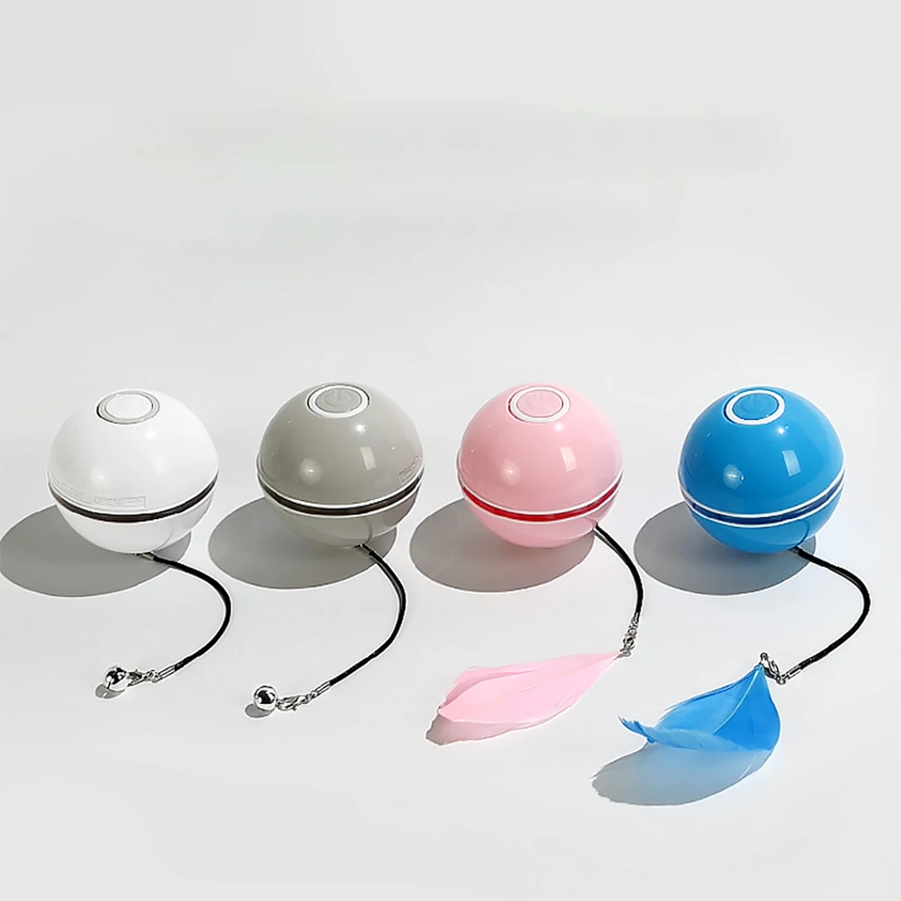 

Electric Cat Toy LED Laser Funny Kitten Flash Ball Cat Teaser Stick Feather Accessories USB Charging Rotating Toy Pet Supplies