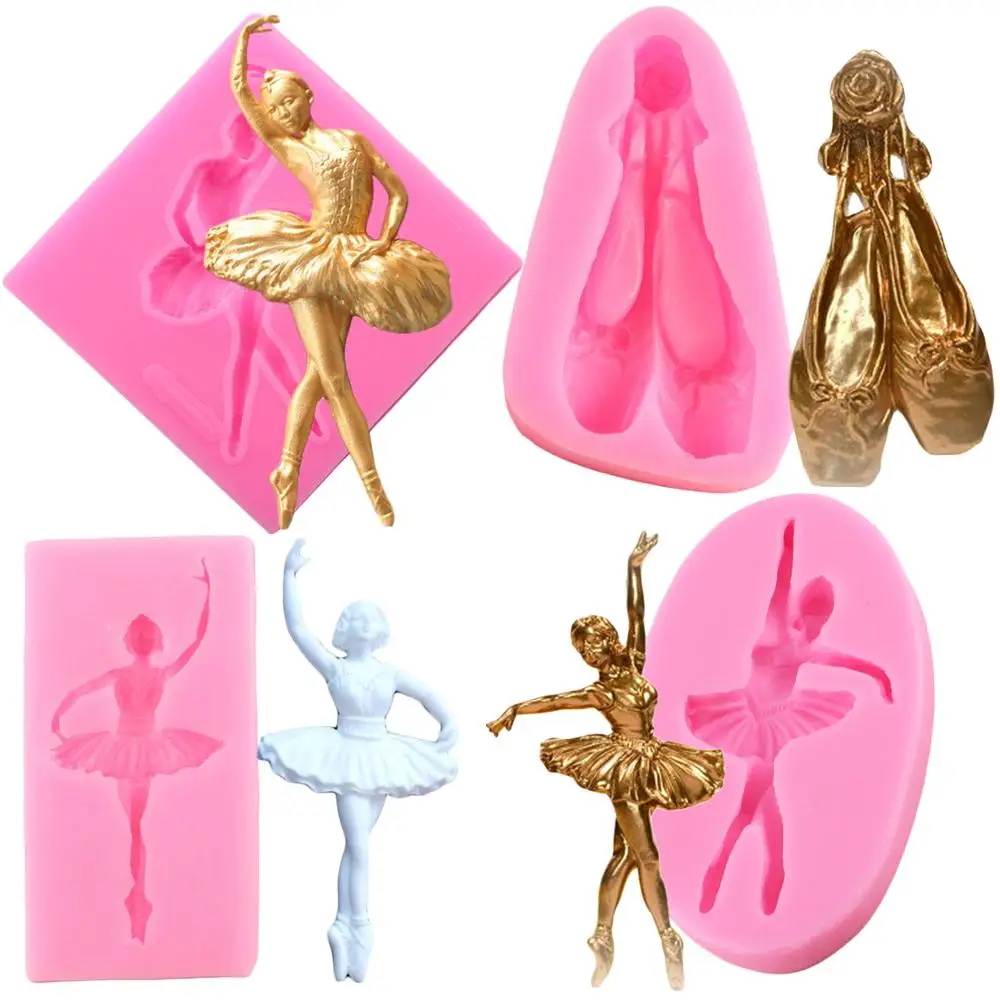 

6 Style Dancer Silicone Molds Ballet Girld Shoes Cupcake Topper Fondant Cake Decorating Tools Candy Chocolate Gumpaste Moulds