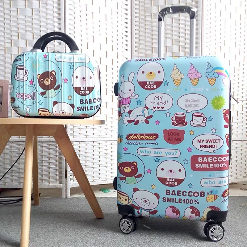 New Cartoon luxury travel suitcase with small bag men women trolley luggage carry on fashion suitcase cute password bag