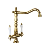 kitchen faucets solid brass hot cold sink mixer tap ceramic handle rotating water crane deck mounted gold free shipping