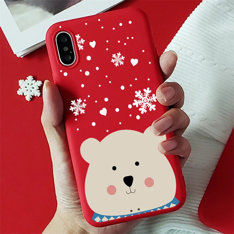 Красный матовый Рождественский Мягкий ТПУ чехол s для iPhone 7 8 6 6S Plus 10 11 Pro XS Max X XR XS чехол для iPhone 7 Plus чехол для телефона - Цвет: sdhd1x4h