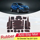 Для Chevrolet Trax Tracker 2017 2018 2019 резиновый противоскользящий коврик для двери Groove чашка для телефона слот для ворот Coaster аксессуары для интерьера