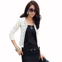 ladies coats and jackets ladies slim long sleeve black white blazer short rivet fashion casual jacket office women