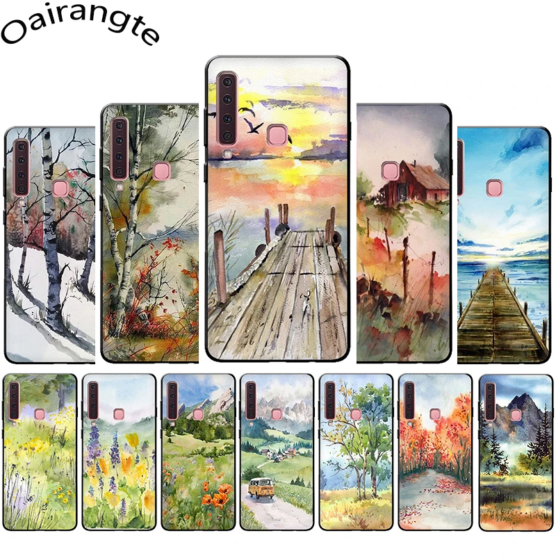 Акварельная картины пейзаж чехлы для мобильного телефона из мягкого силикона