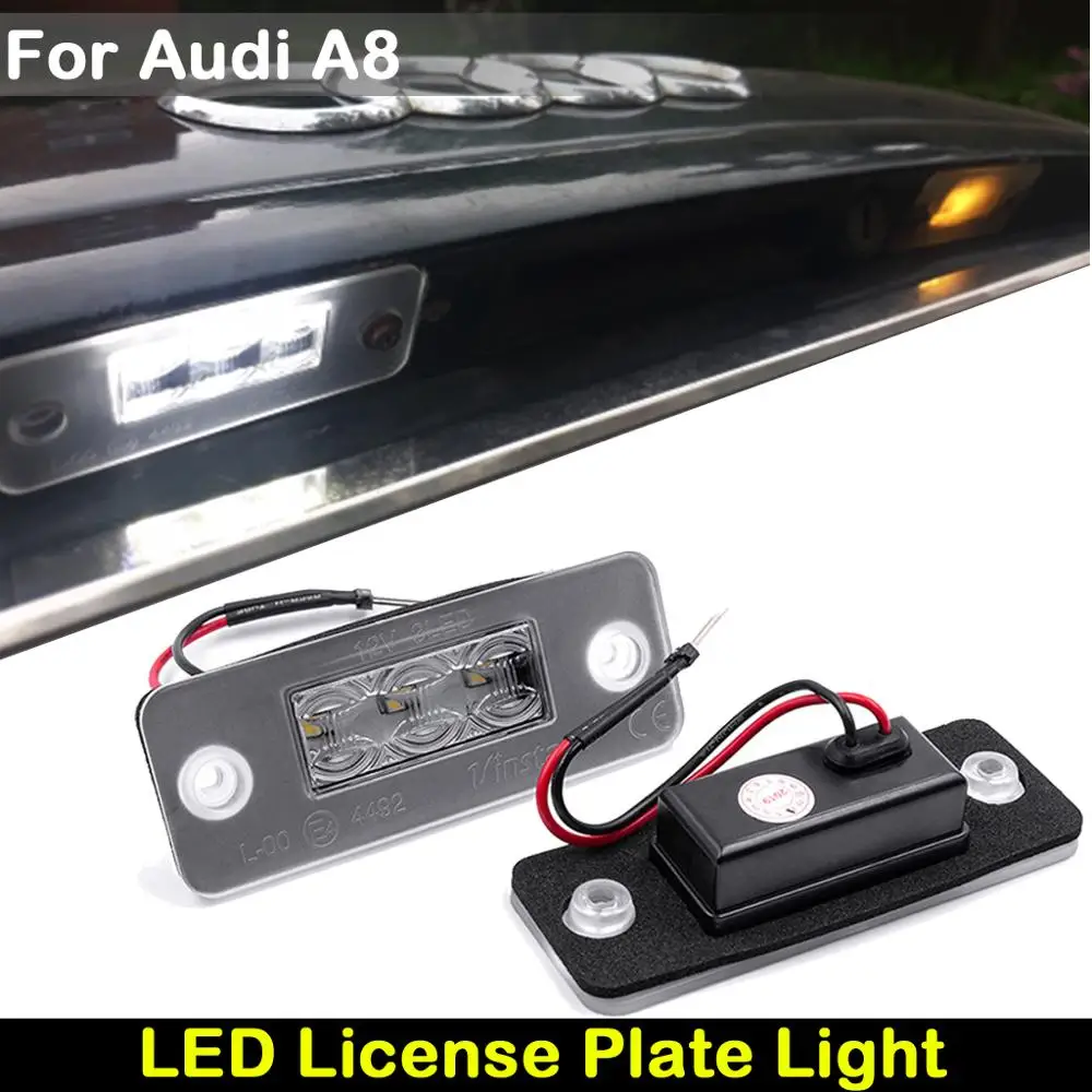 

For Audi A8 D3 2002-2010 Car Rear White LED License Plate Light Number Lamp