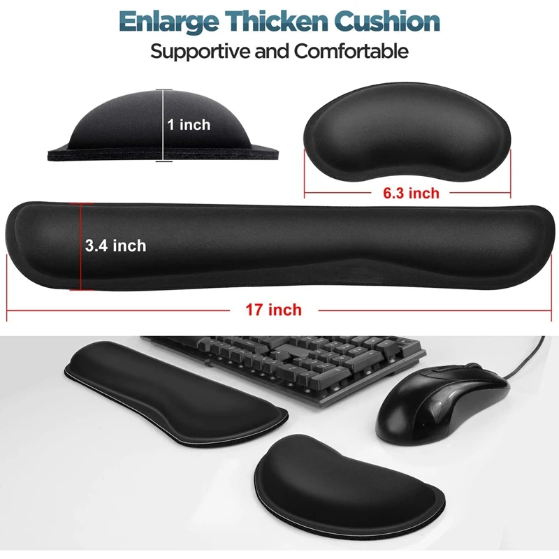 Gel Memory Foam Set Keyboard Wrist Rest Pad Mouse Cushion Support for Office Lightweight Black | Компьютеры и офис
