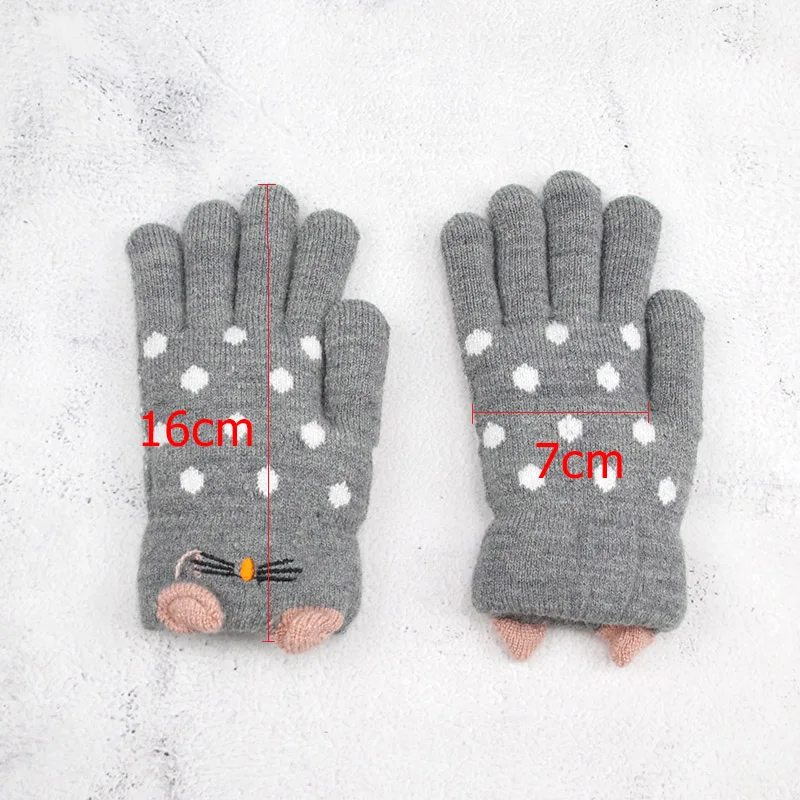 4-7 Years Children Gloves Girl Boy Winter Warm Baby Knitted Fingers Kid Velvet Thick For | Детская одежда и обувь